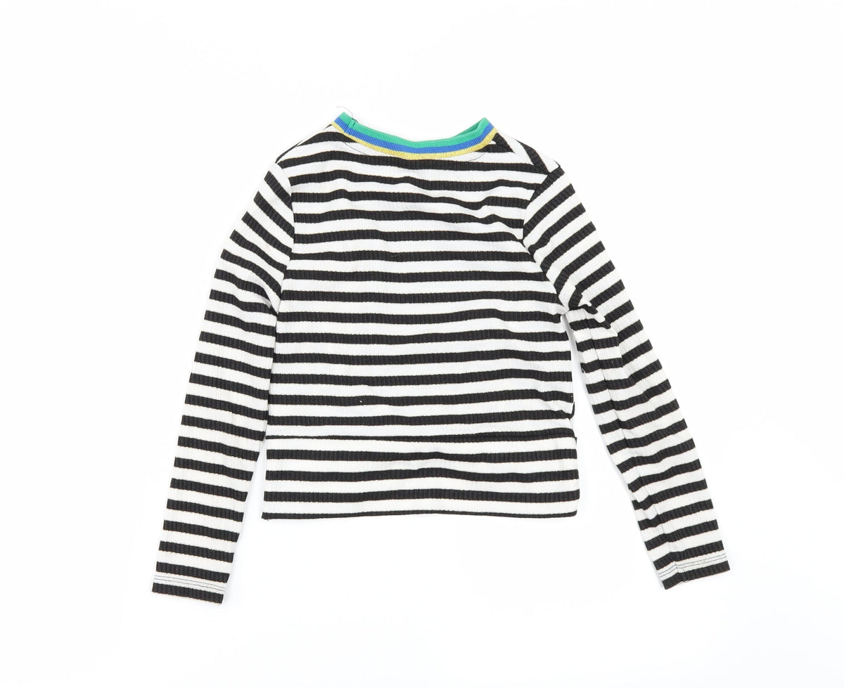 Tu Girls White Striped  Basic T-Shirt Size 7 Years