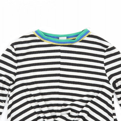 Tu Girls White Striped  Basic T-Shirt Size 7 Years