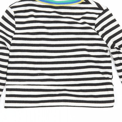 Tu Girls White Striped  Basic T-Shirt Size 7 Years