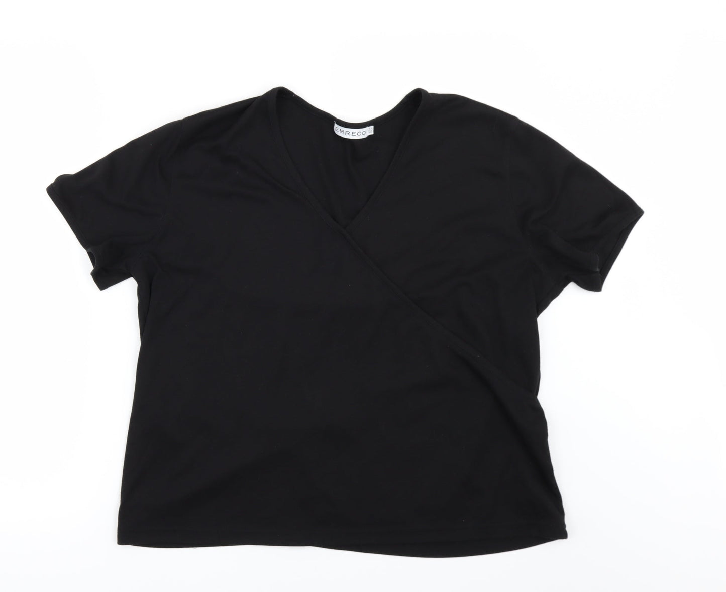 Womens UK Size 18 Emreco Black Basic T-Shirt