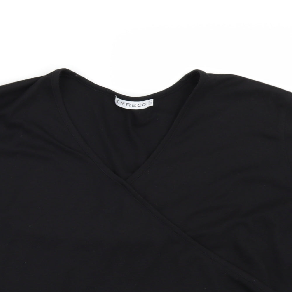 Womens UK Size 18 Emreco Black Basic T-Shirt
