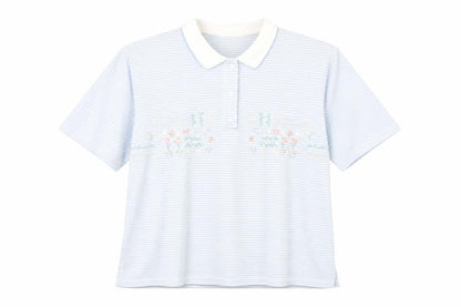 keneth too Womens Blue Striped  Basic Polo Size XL