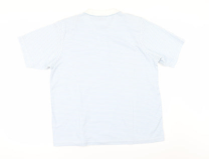 keneth too Womens Blue Striped  Basic Polo Size XL