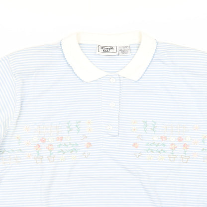 keneth too Womens Blue Striped  Basic Polo Size XL