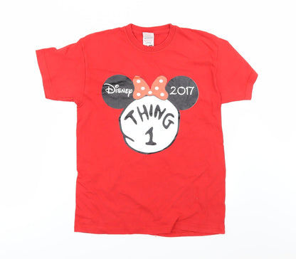 Fruit of the Loom Girls Red   Basic T-Shirt Size 9-10 Years  - DISNEY