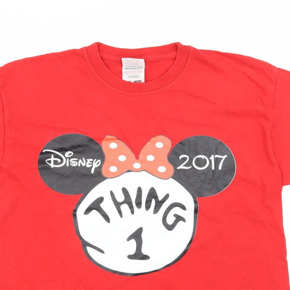 Fruit of the Loom Girls Red   Basic T-Shirt Size 9-10 Years  - DISNEY