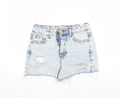 Pull & Bear Womens Blue  Denim Cut-Off Shorts Size 32 in
