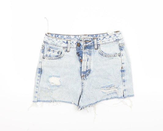 Pull & Bear Womens Blue  Denim Cut-Off Shorts Size 32 in