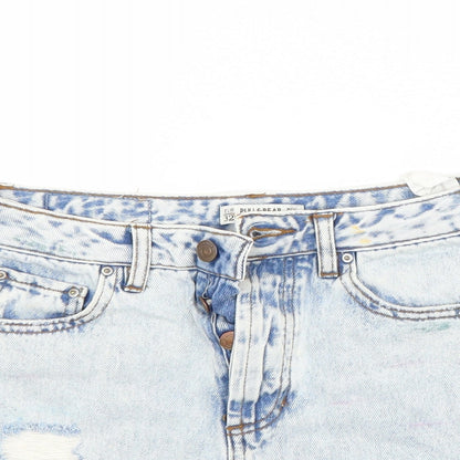 Pull & Bear Womens Blue  Denim Cut-Off Shorts Size 32 in