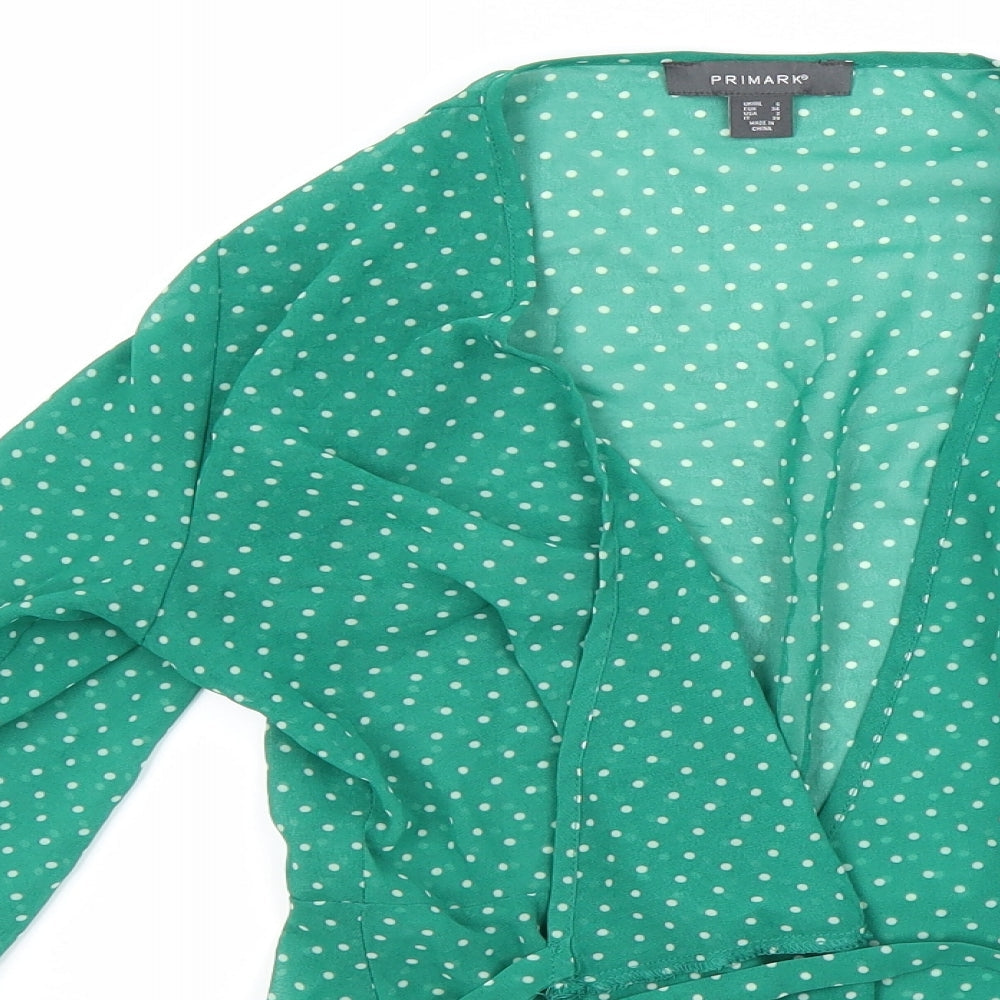 Primark Womens Green Polka Dot  Basic Blouse Size 6