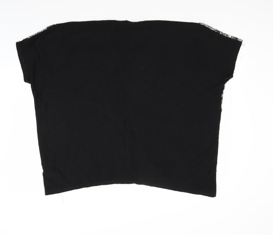 Womens UK Size M Apricot Black Basic T-Shirt