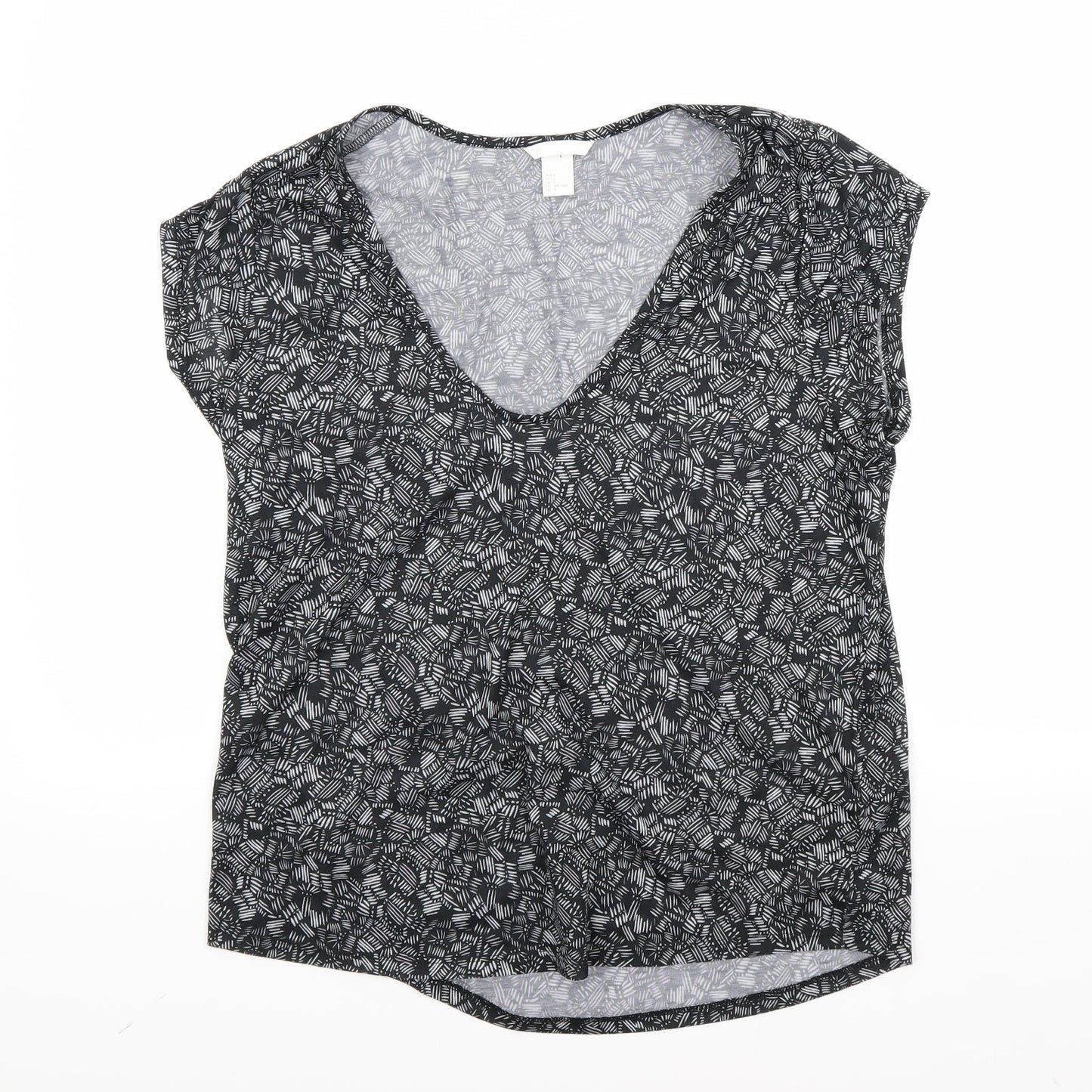 H&M Womens Black Floral  Basic T-Shirt Size L