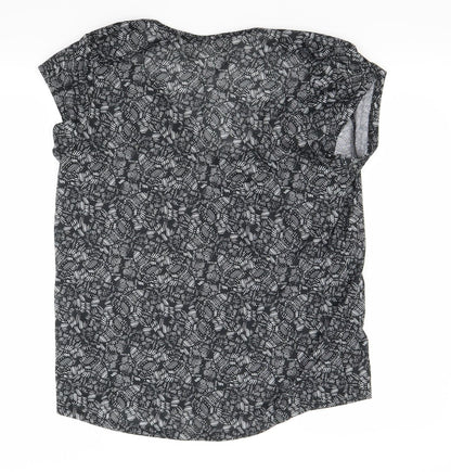 H&M Womens Black Floral  Basic T-Shirt Size L