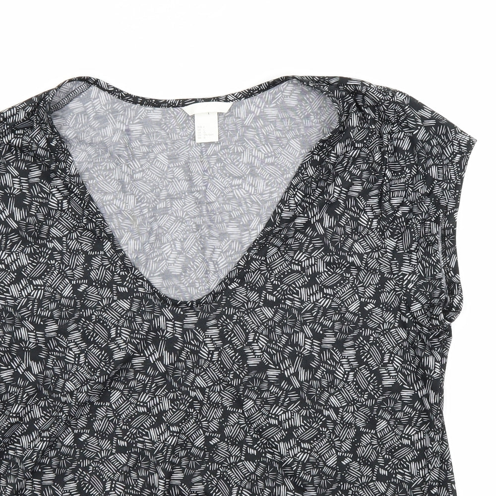 H&M Womens Black Floral  Basic T-Shirt Size L