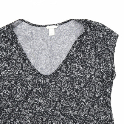 H&M Womens Black Floral  Basic T-Shirt Size L