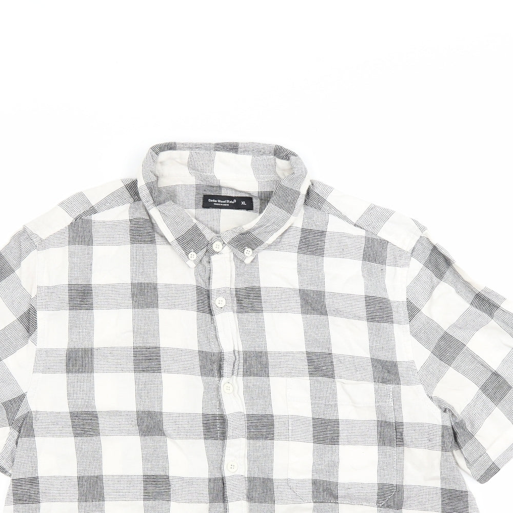 Mens UK Size XL Ceader wood state White  Button-Up Short Sleeve Casual Shirt