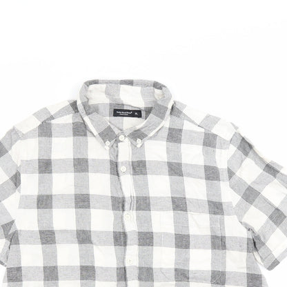 Mens UK Size XL Ceader wood state White  Button-Up Short Sleeve Casual Shirt