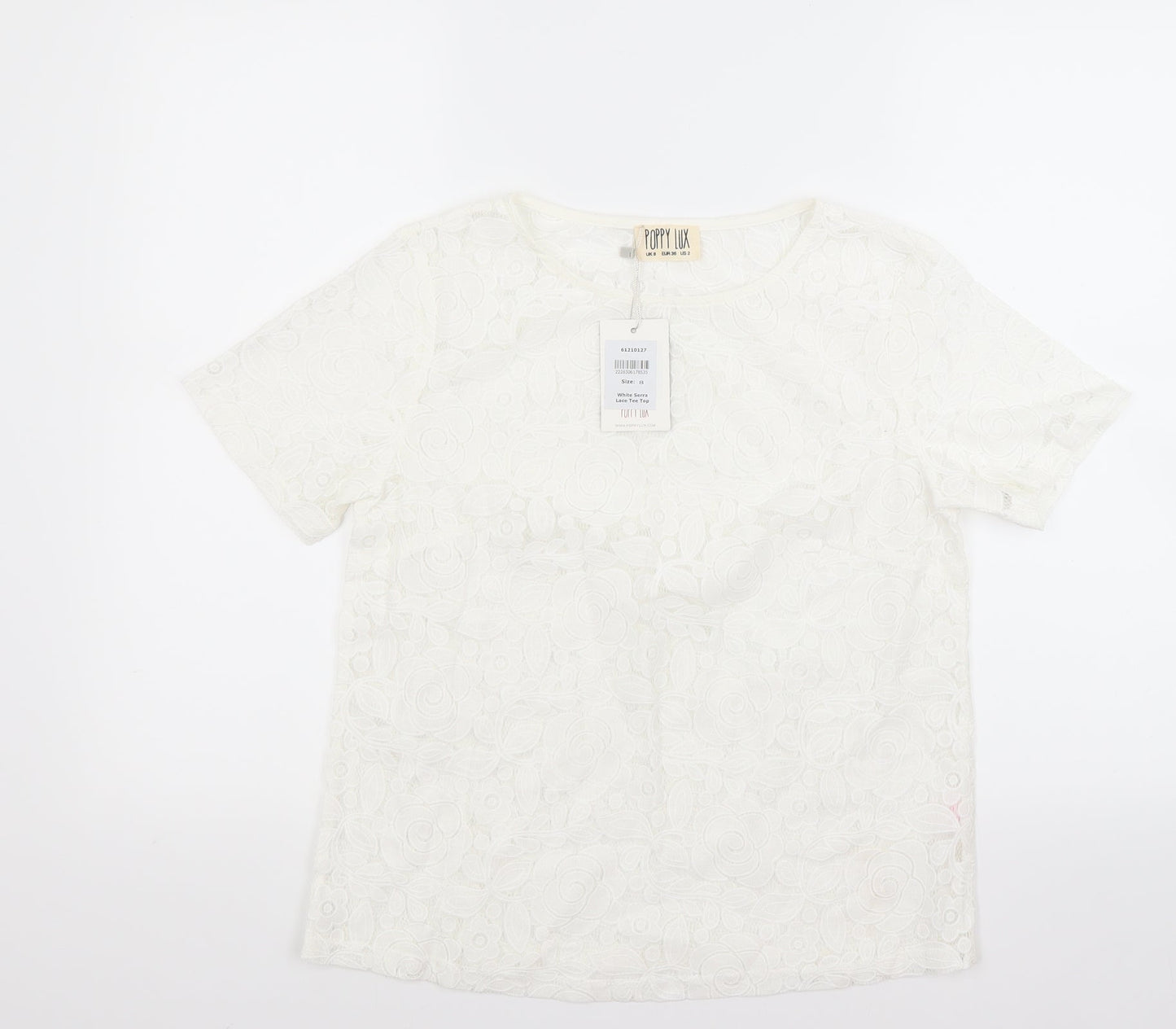 Womens UK Size 8 Poppy lux White Basic Blouse