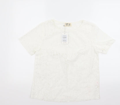 Womens UK Size 8 Poppy lux White Basic Blouse