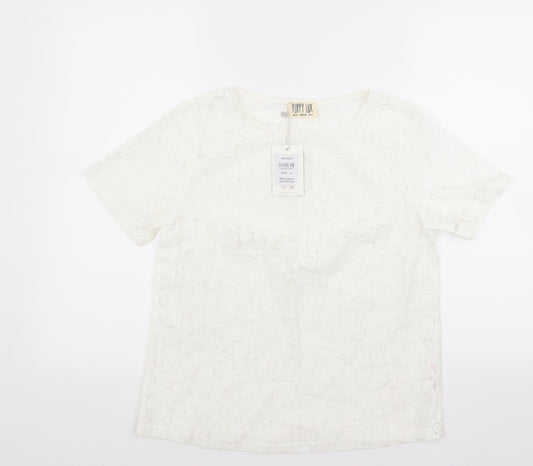 Womens UK Size 8 Poppy lux White Basic Blouse
