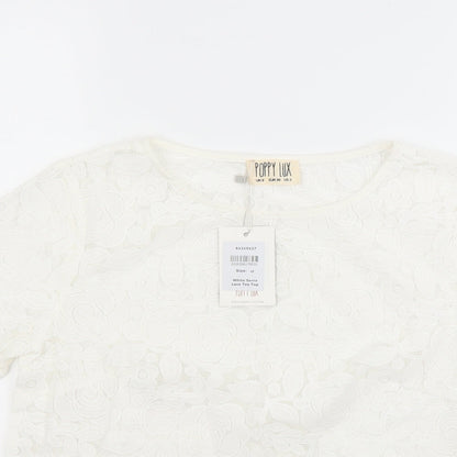 Womens UK Size 8 Poppy lux White Basic Blouse