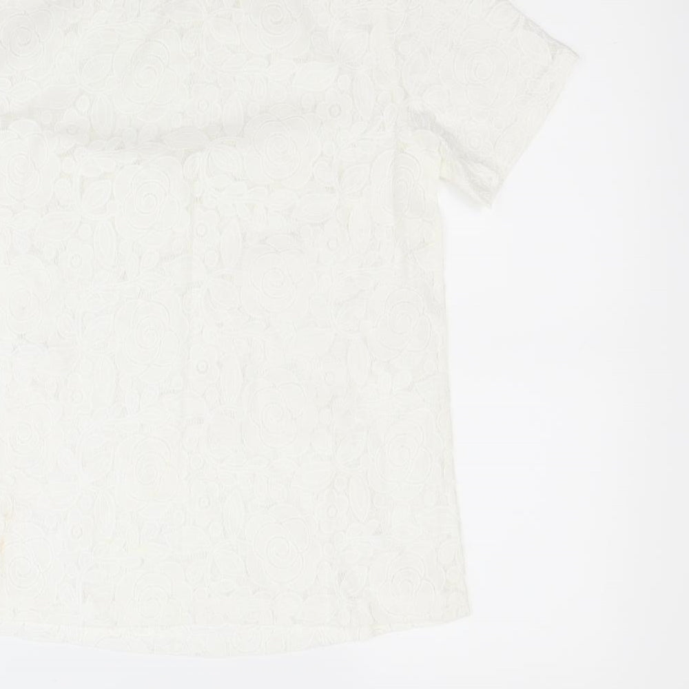 Womens UK Size 8 Poppy lux White Basic Blouse