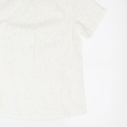 Womens UK Size 8 Poppy lux White Basic Blouse