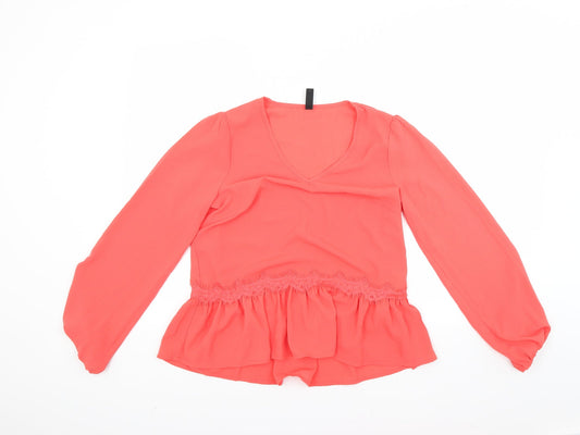 Womens UK Size S Yas Red Basic Blouse
