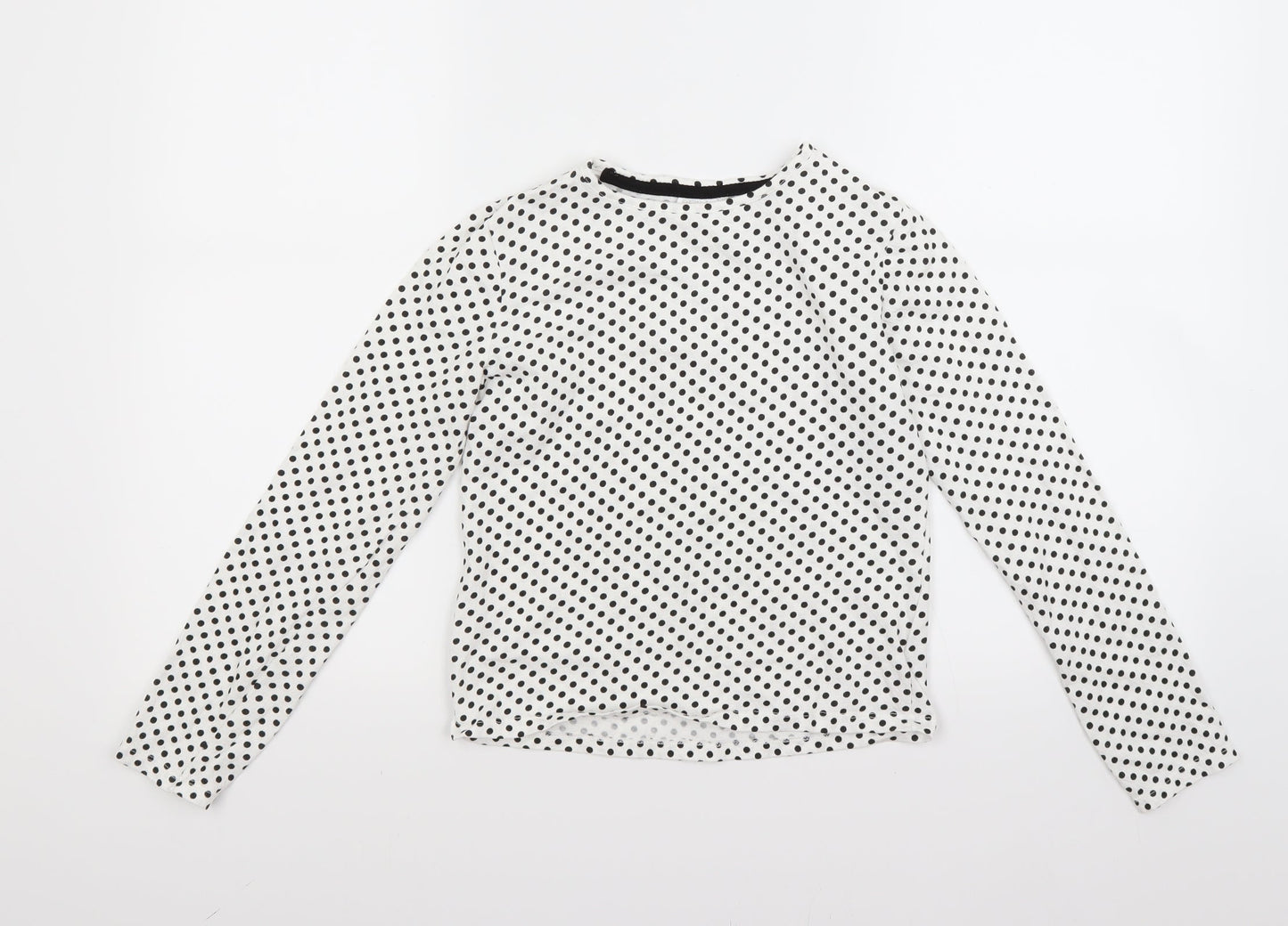 F&F Girls White Polka Dot  Pullover Sweatshirt Size 11 Years