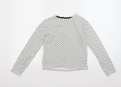 F&F Girls White Polka Dot  Pullover Sweatshirt Size 11 Years