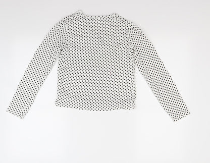 F&F Girls White Polka Dot  Pullover Sweatshirt Size 11 Years