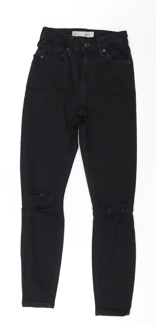 Topshop Womens Black  Denim Skinny Jeans Size 24 in L28 in - Jamie Jeans