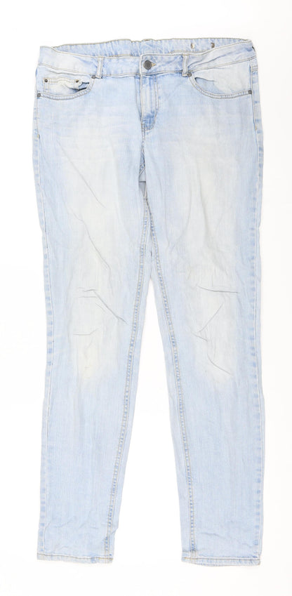 Mango Womens Blue  Denim Straight Jeans Size 44 L33 in