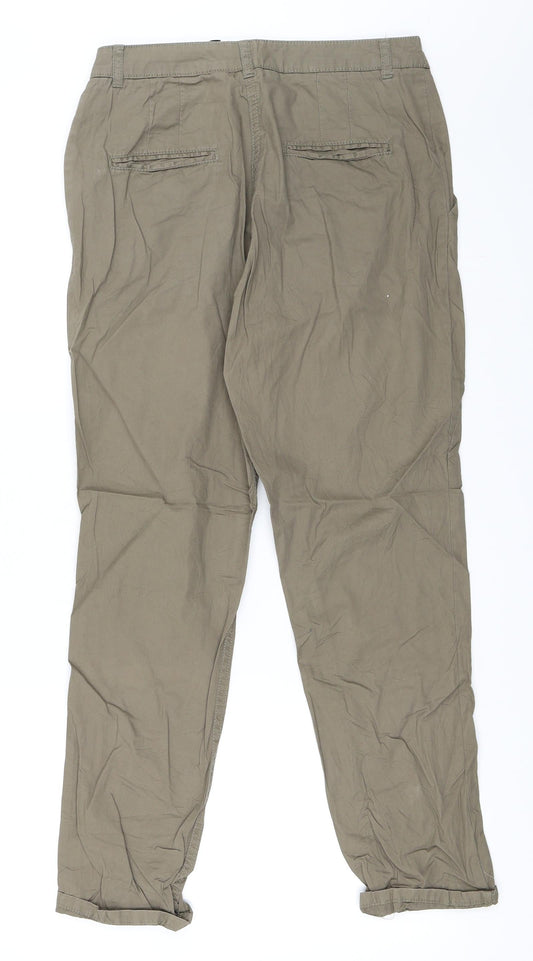 Womens UK Size 34 H&M Regular Fit Chino Green Trousers