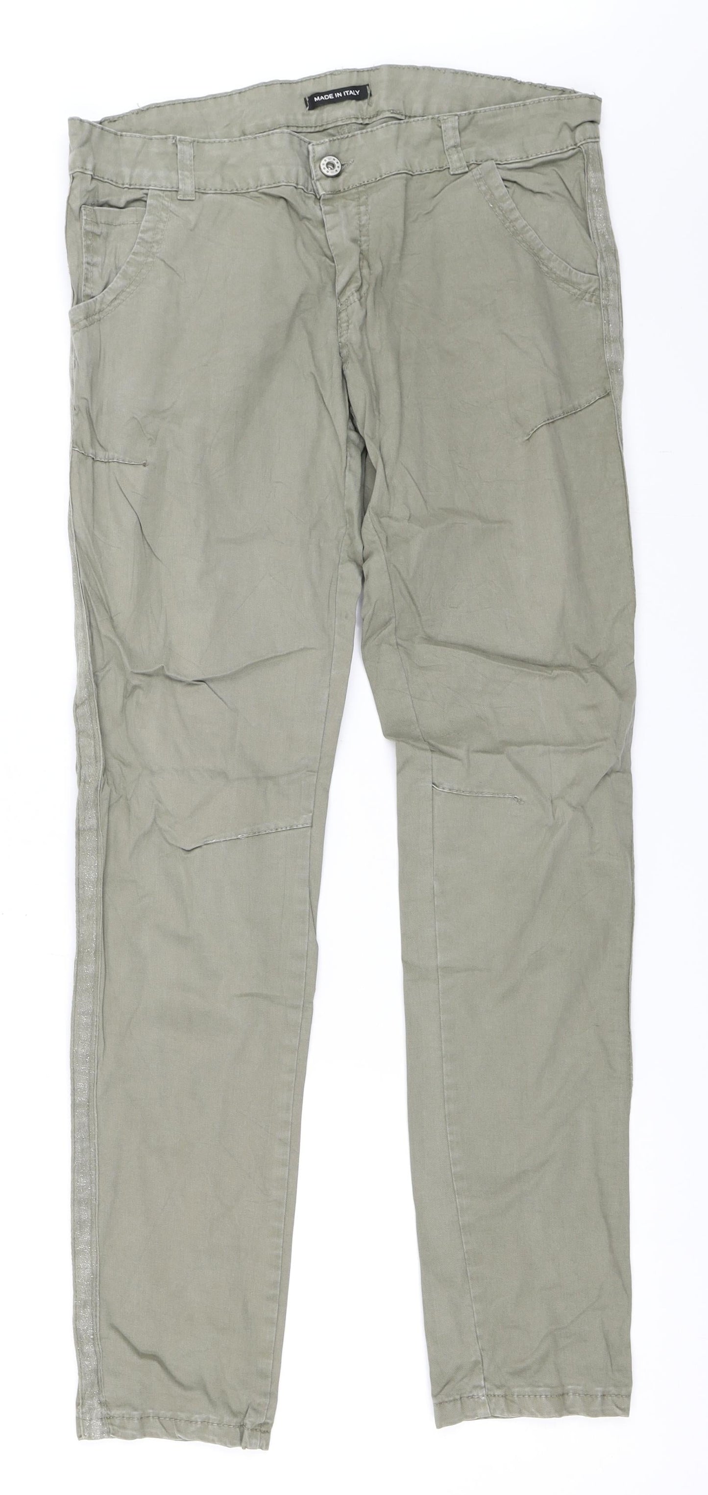 Womens UK Size L Preworn Regular Fit Straight Green Jeans