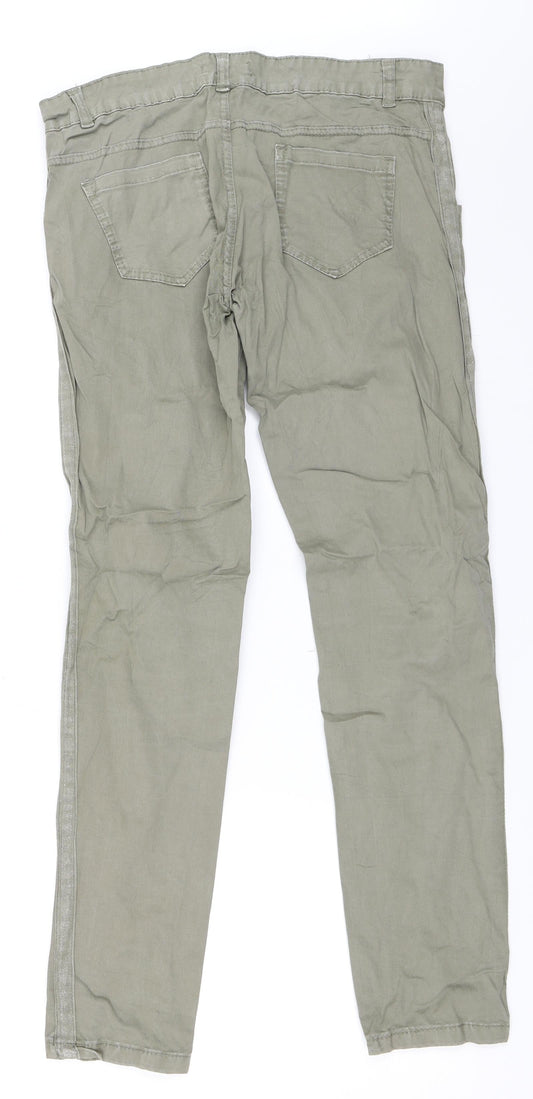 Womens UK Size L Preworn Regular Fit Straight Green Jeans