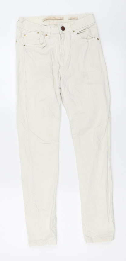 Womens UK Size 34 Preworn Regular Fit Skinny Ivory Jeans