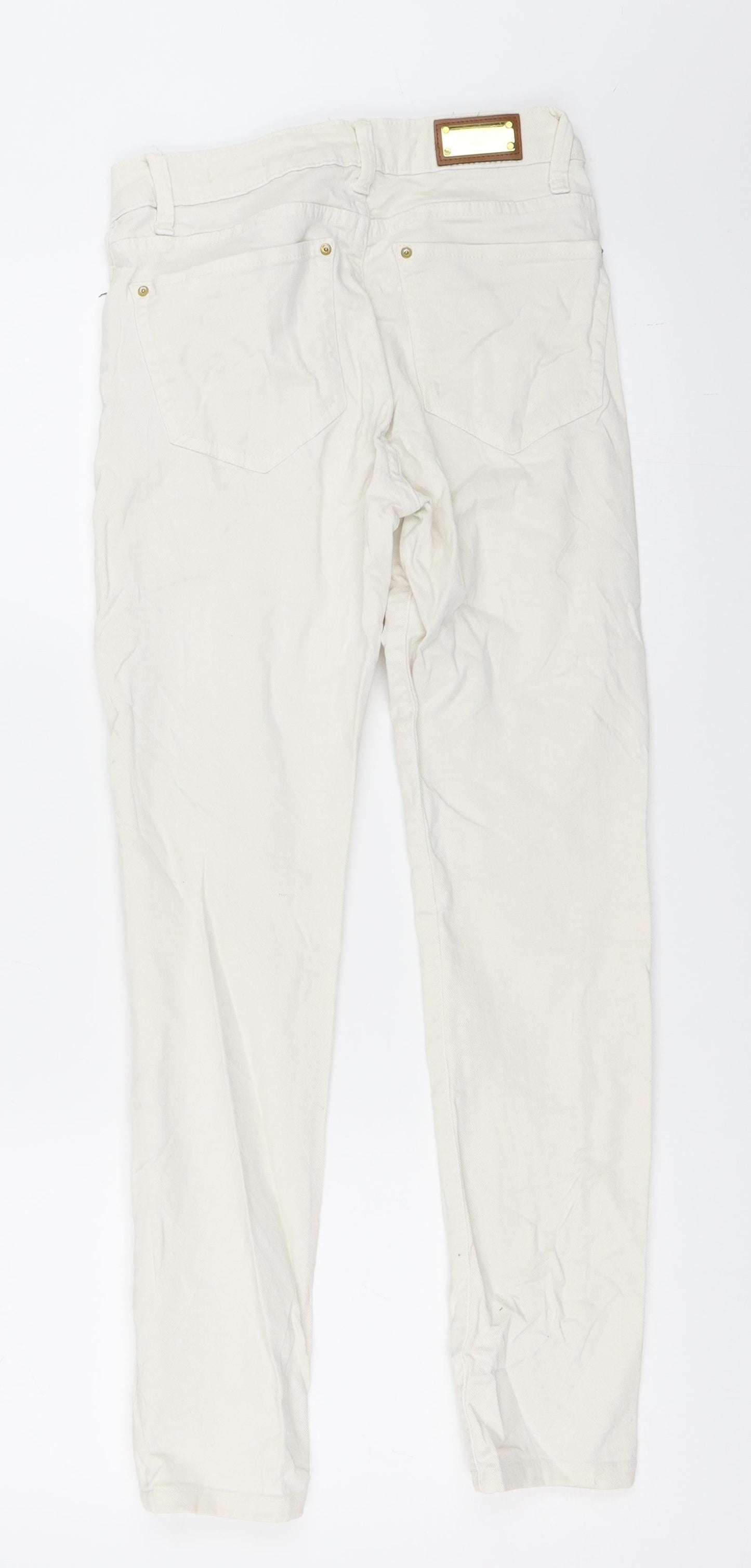 Womens UK Size 34 Preworn Regular Fit Skinny Ivory Jeans
