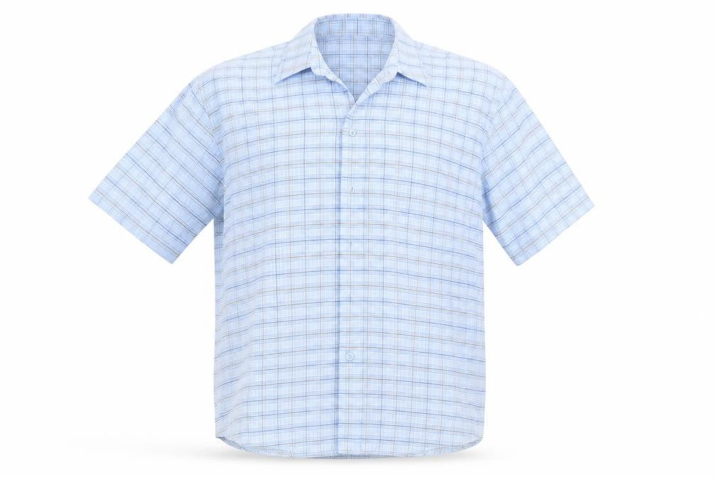 Mens UK Size L EWM Blue  Button-Up Short Sleeve Casual Shirt