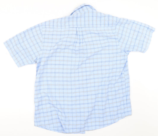 Mens UK Size L EWM Blue  Button-Up Short Sleeve Casual Shirt