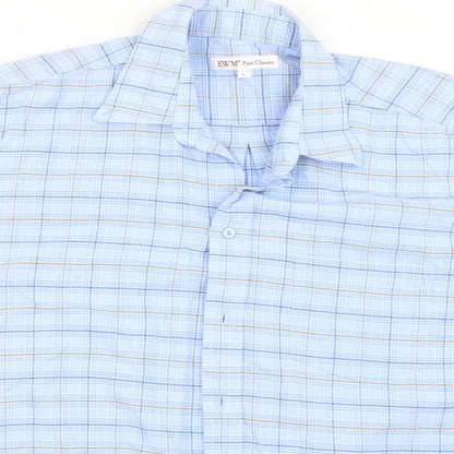 Mens UK Size L EWM Blue  Button-Up Short Sleeve Casual Shirt