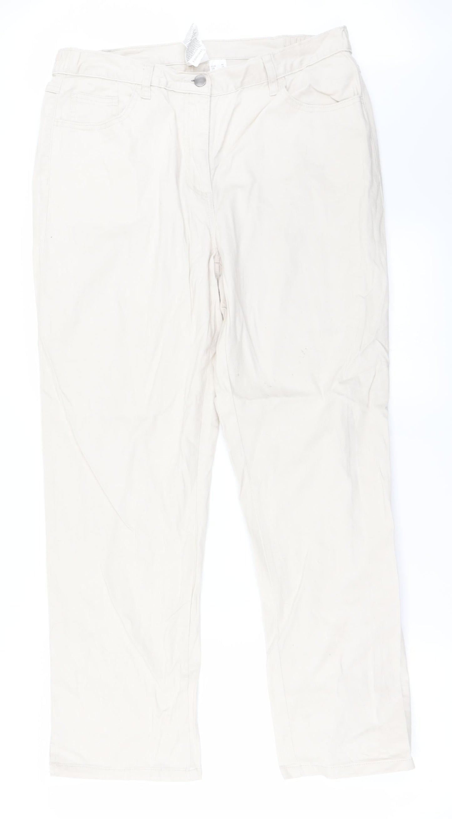 Womens UK Size 18 Preworn Regular Fit Straight Beige Jeans