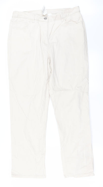 Womens UK Size 18 Preworn Regular Fit Straight Beige Jeans