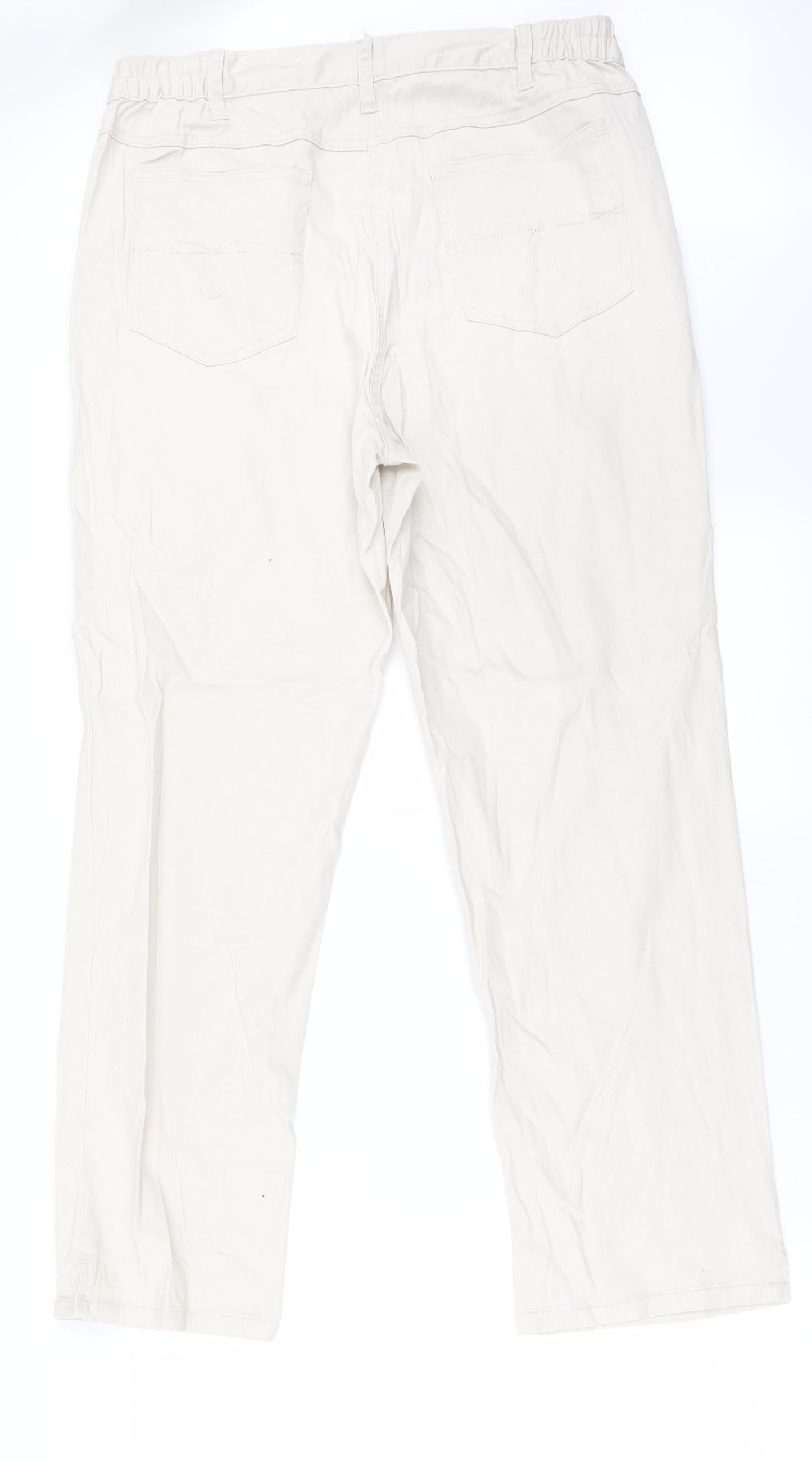 Womens UK Size 18 Preworn Regular Fit Straight Beige Jeans