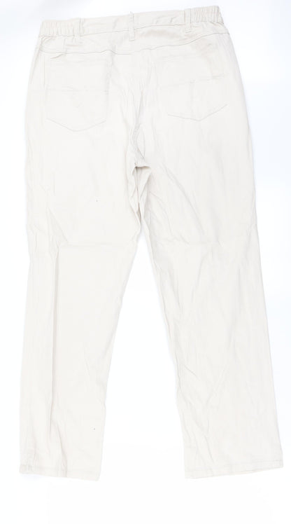 Womens UK Size 18 Preworn Regular Fit Straight Beige Jeans
