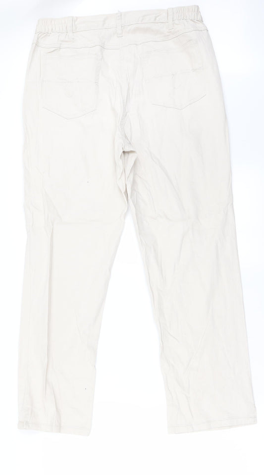 Womens UK Size 18 Preworn Regular Fit Straight Beige Jeans