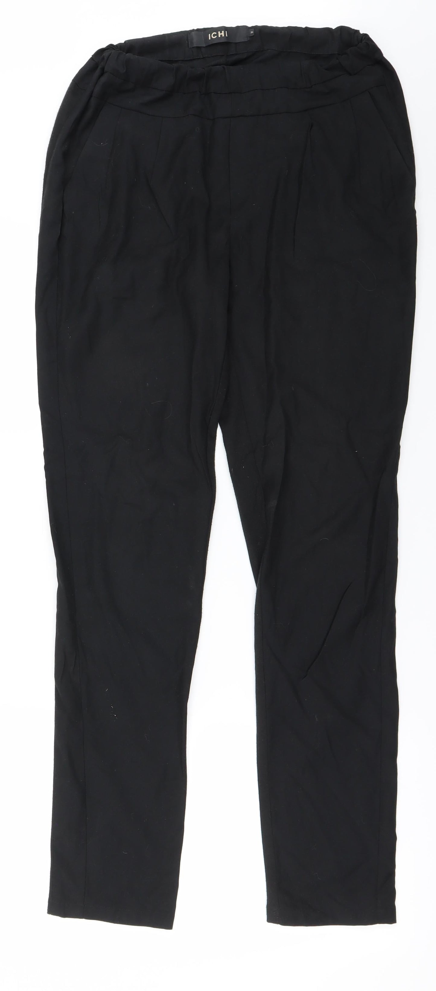 Womens UK Size 8 ICHI Regular Fit  Black Trousers