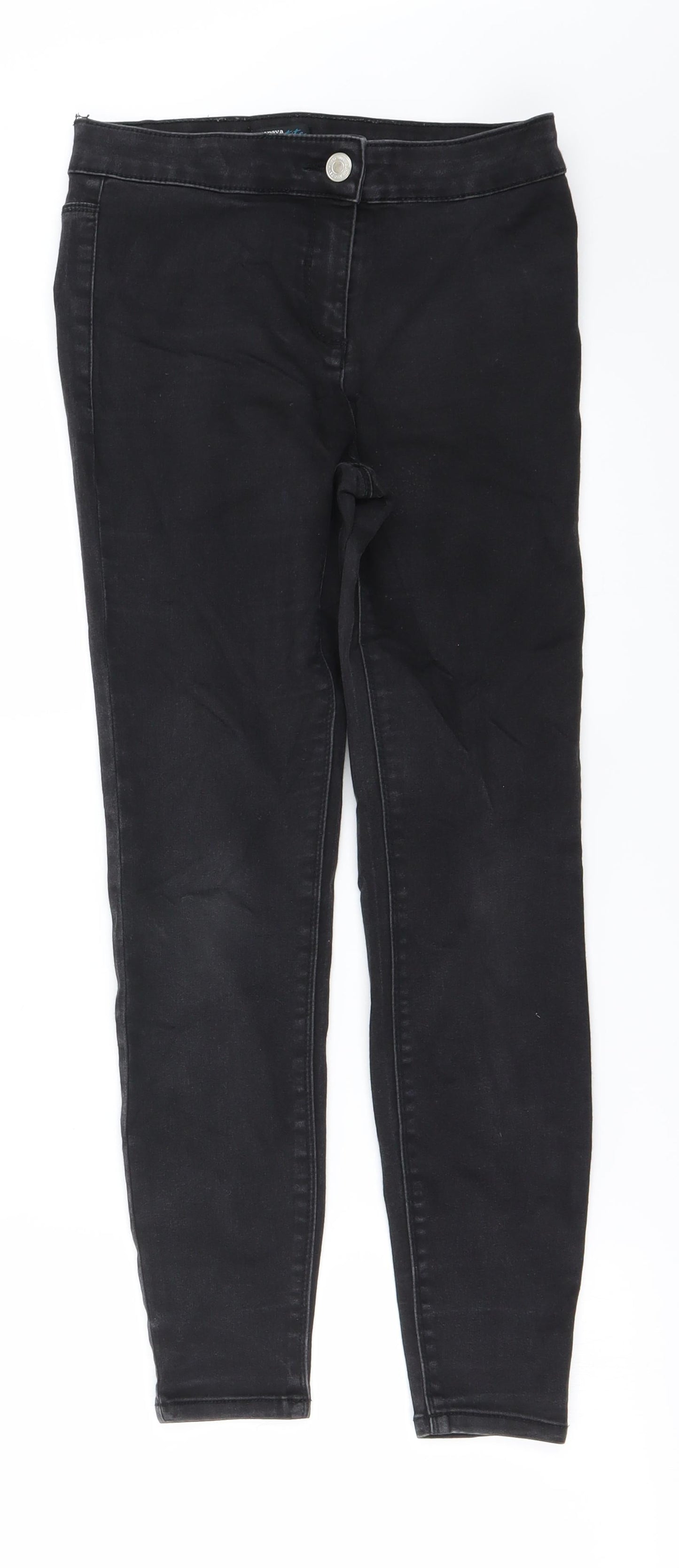 Womens UK Size 8 Papaya Extra-Slim Fit Straight Black Jeans
