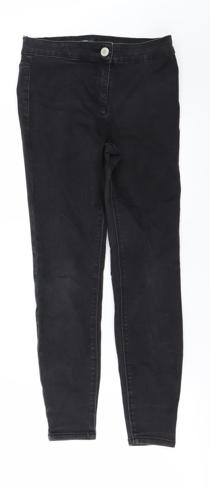 Womens UK Size 8 Papaya Extra-Slim Fit Straight Black Jeans