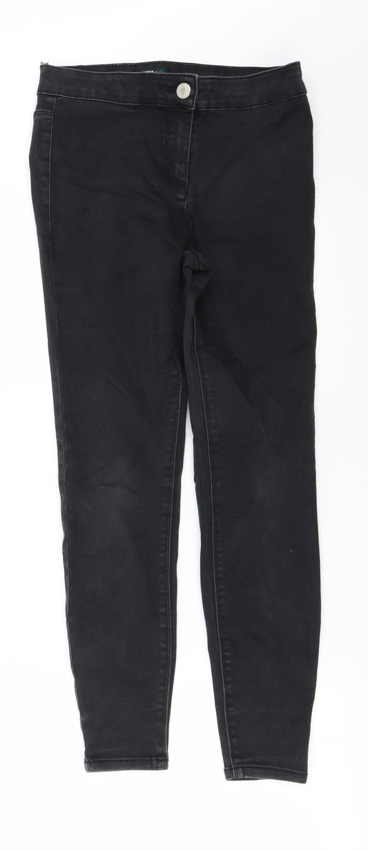 Womens UK Size 8 Papaya Extra-Slim Fit Straight Black Jeans